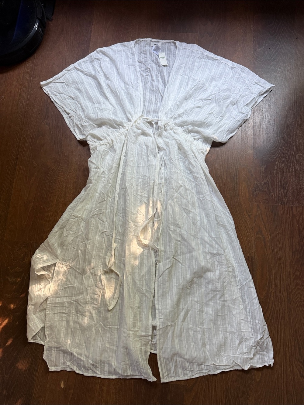 aerie White Striped Kimono Cover-Up